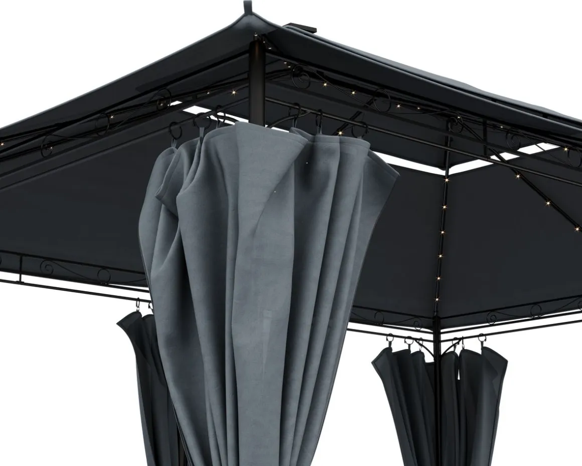 Gartenpavillon LED ROYAL 4 x 3 m grau | GONSER.CH