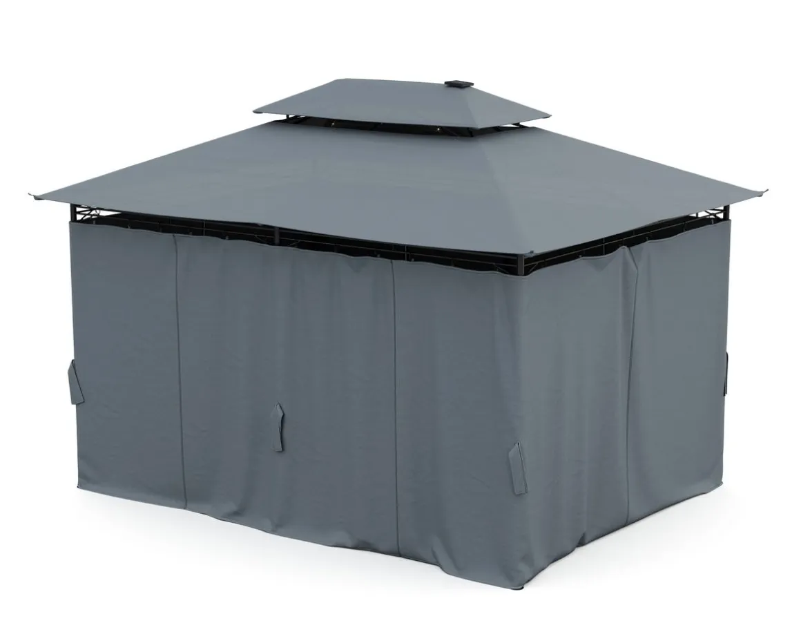 Gartenpavillon LED ROYAL 4 x 3 m grau | GONSER.CH