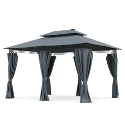 Gartenpavillon LED ROYAL 4 x 3 m grau | GONSER.CH