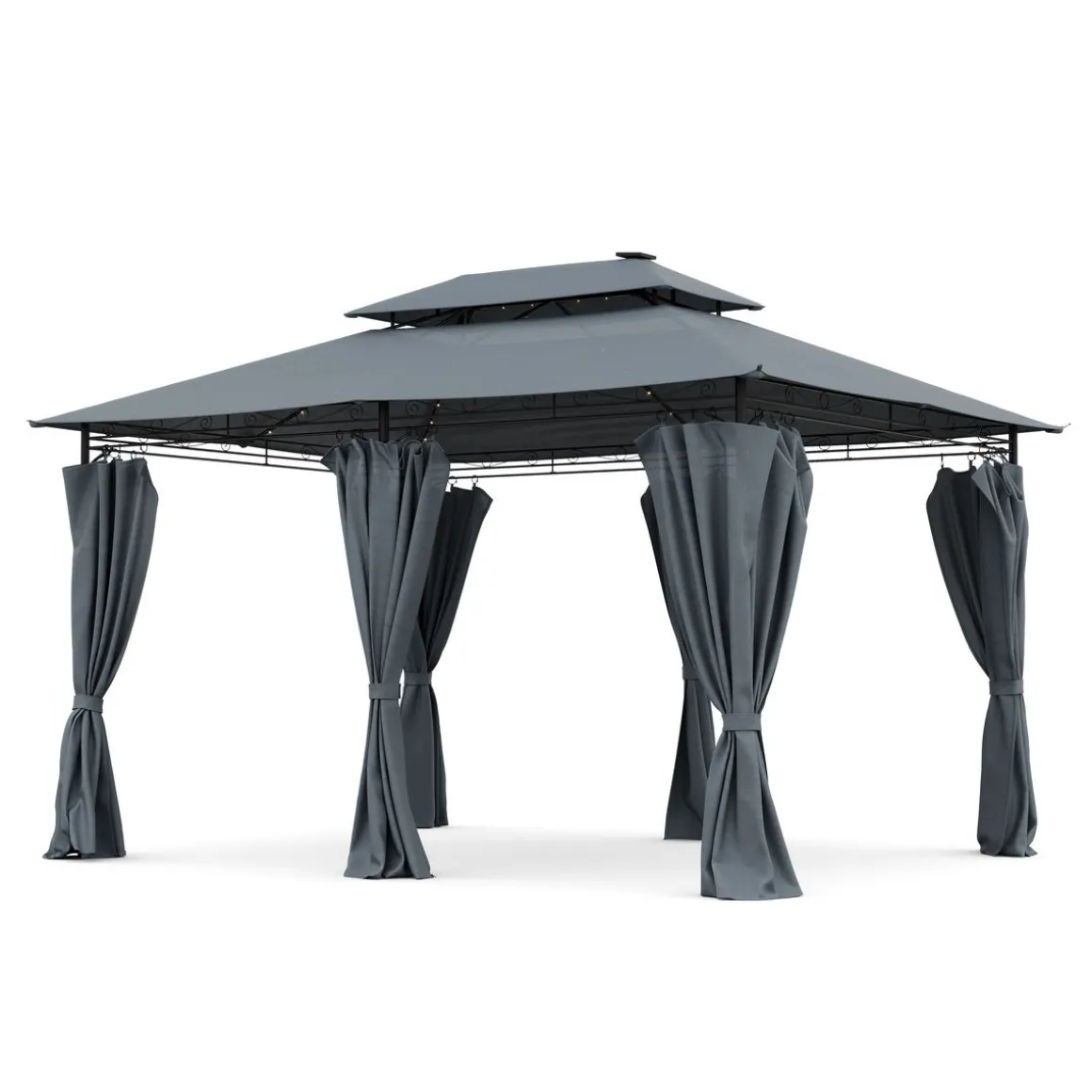 Gartenpavillon LED ROYAL 4 x 3 m grau | GONSER.CH