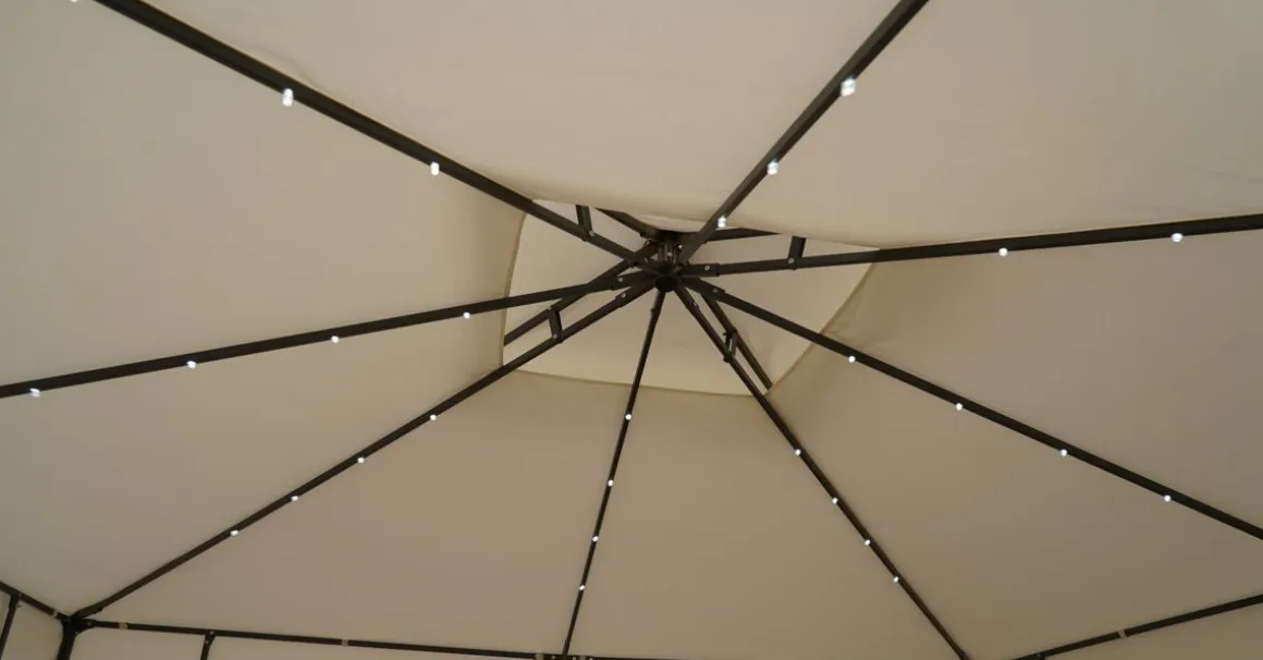 Gartenpavillon LED SUNSET 3 x 3 m beige
