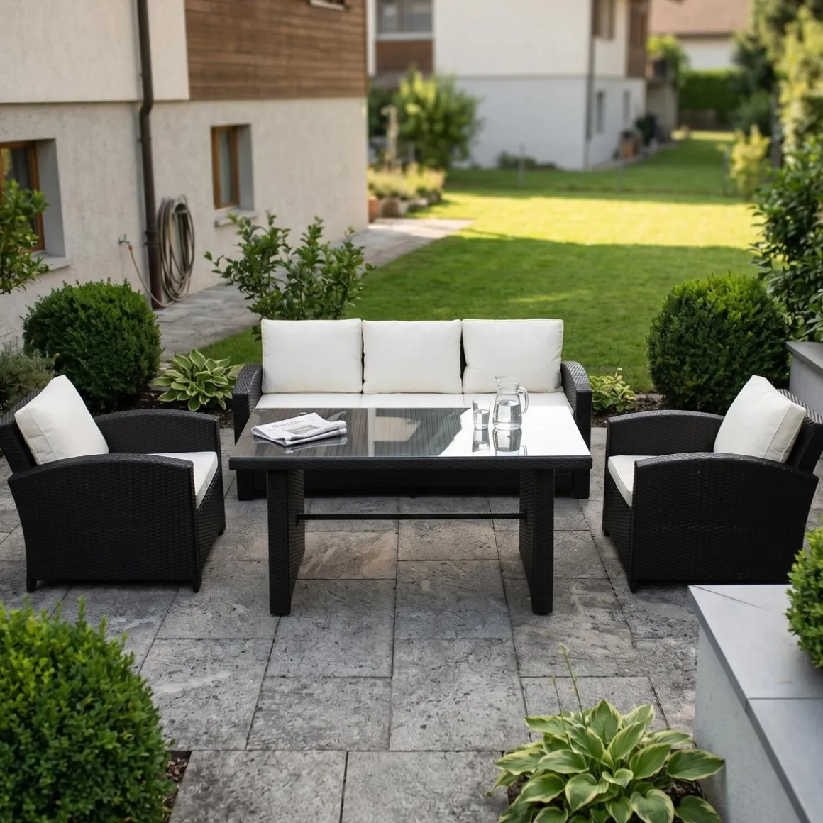 Gartenset KORFU schwarz/beige