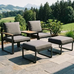 Gartenset NICOLE 5-teilig anthrazit/schwarz