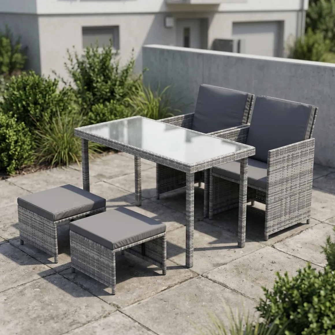 Gartenset Rattan BASTIA grau