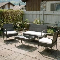 Gartenset Rattan CATANIA grau