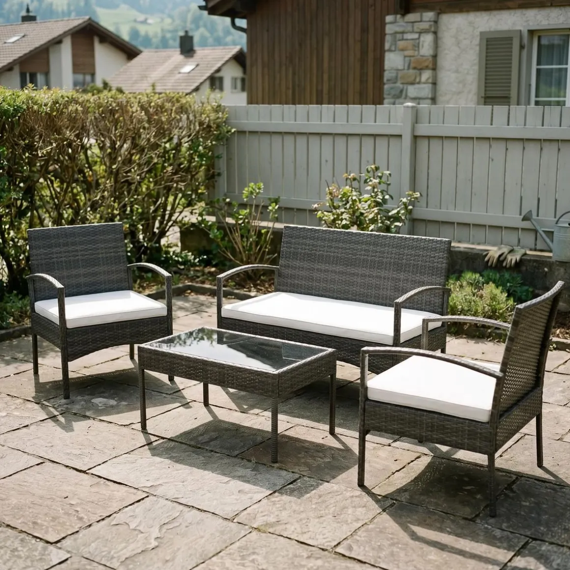 Gartenset Rattan CATANIA grau