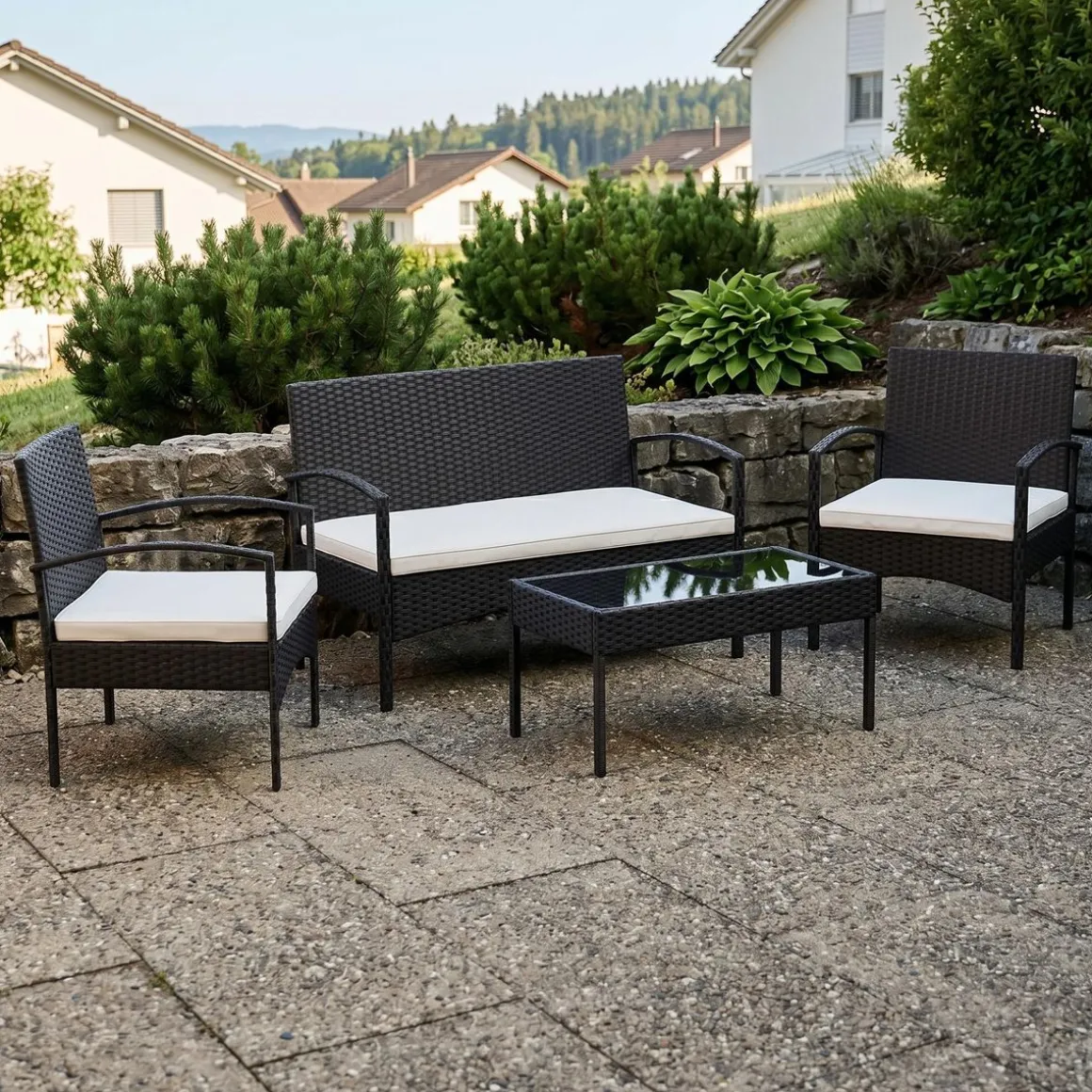 Gartenset Rattan CATANIA schwarz