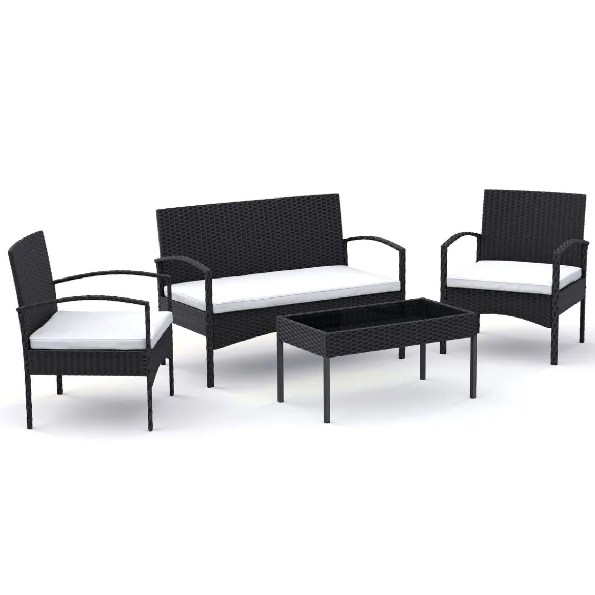 Gartenset Rattan CATANIA schwarz