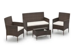 Gartenset Rattan MALIA dunkelbraun/weiss