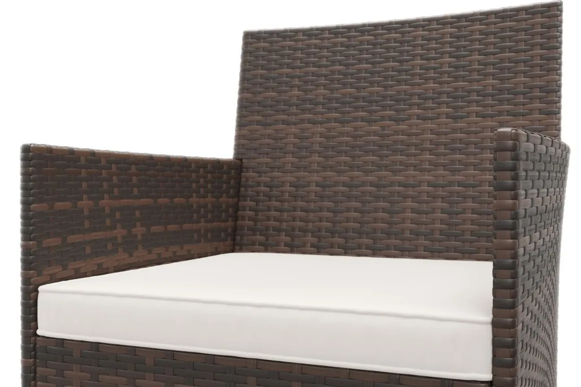 Gartenset Rattan MALIA dunkelbraun/weiss