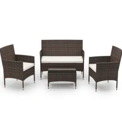 Gartenset Rattan MALIA dunkelbraun/weiss