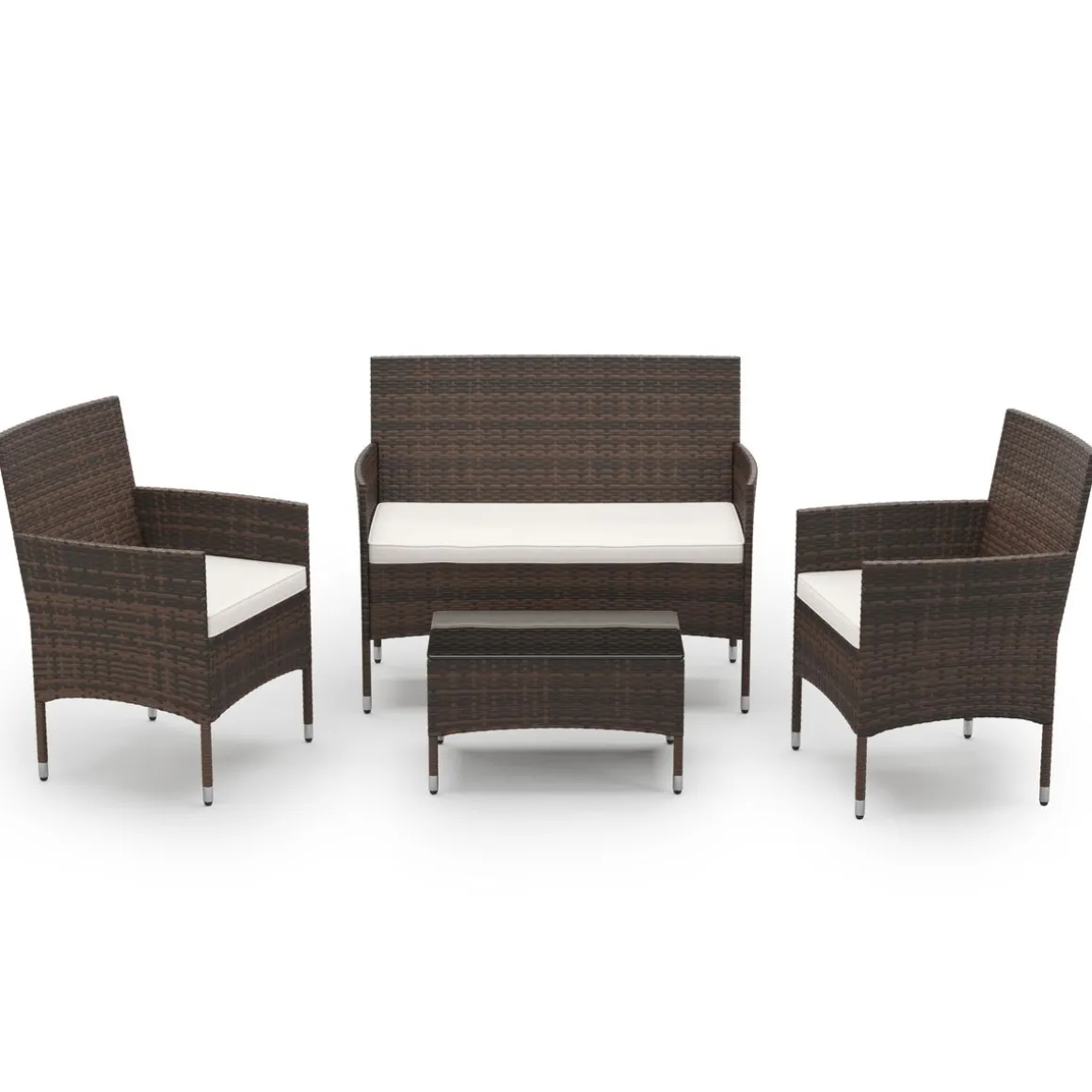 Gartenset Rattan MALIA dunkelbraun/weiss