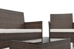 Gartenset Rattan MALIA dunkelbraun/weiss