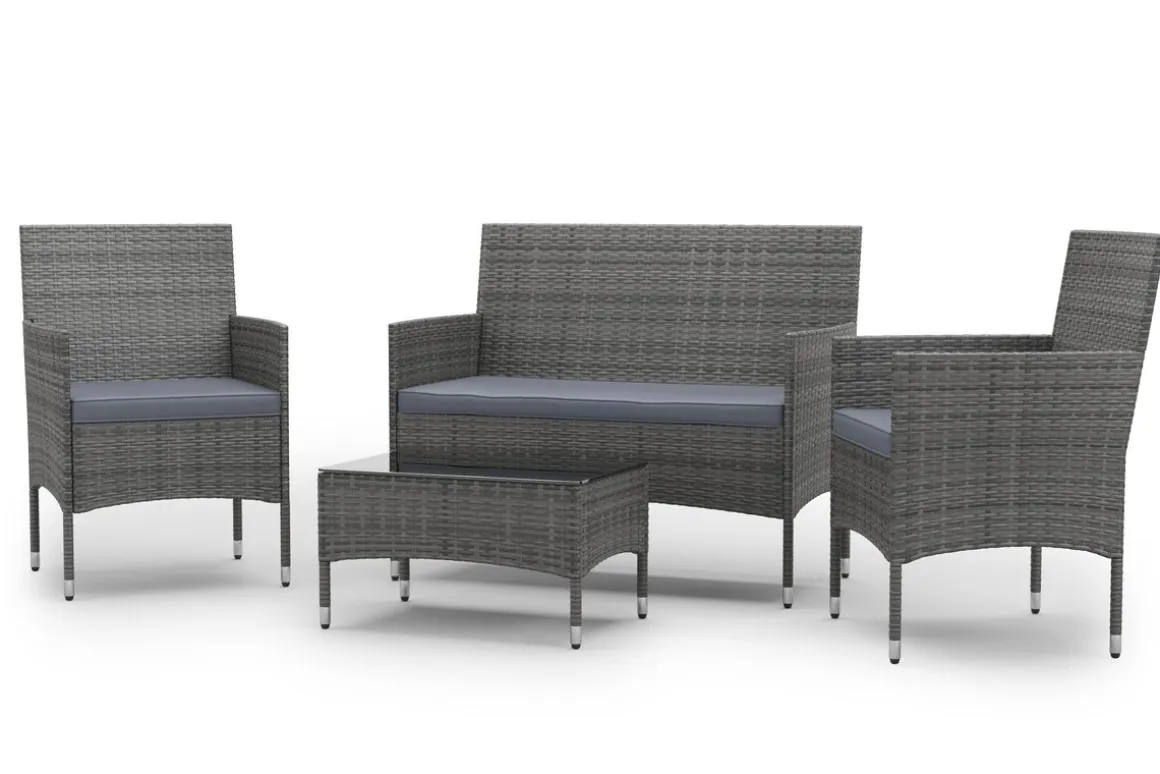 Gartenset Rattan MALIA grau/anthrazit