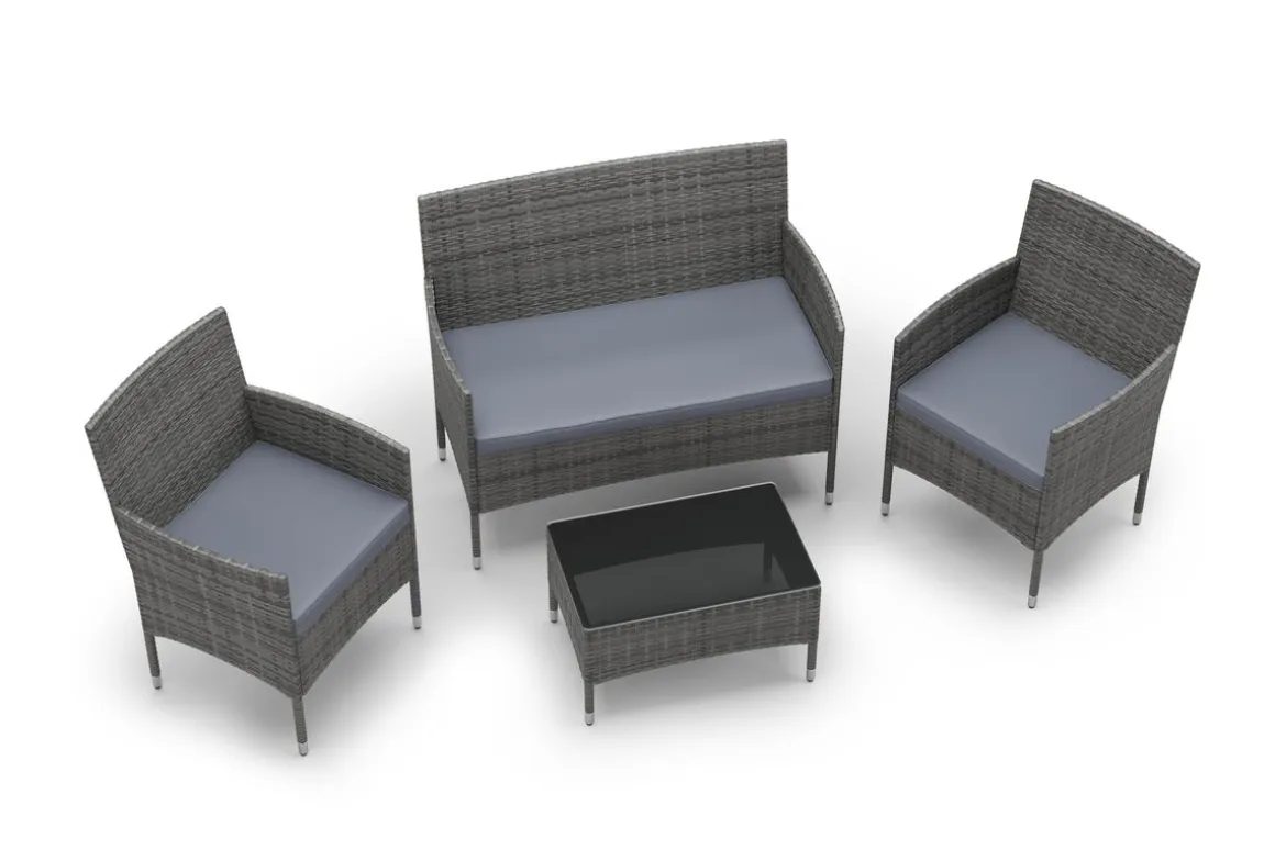 Gartenset Rattan MALIA grau/anthrazit