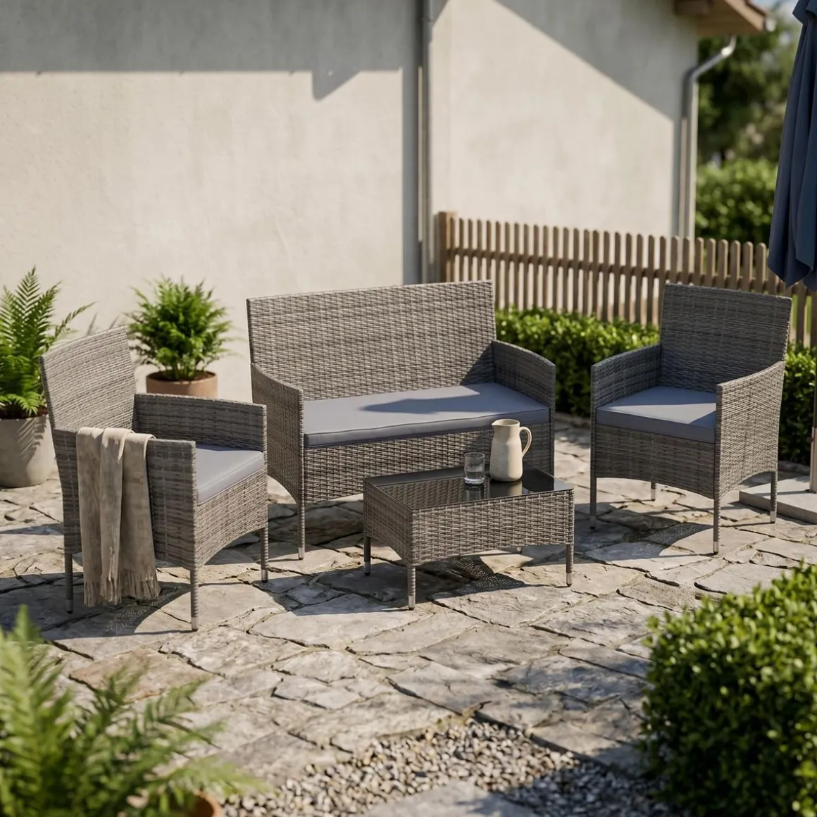 Gartenset Rattan MALIA grau/anthrazit