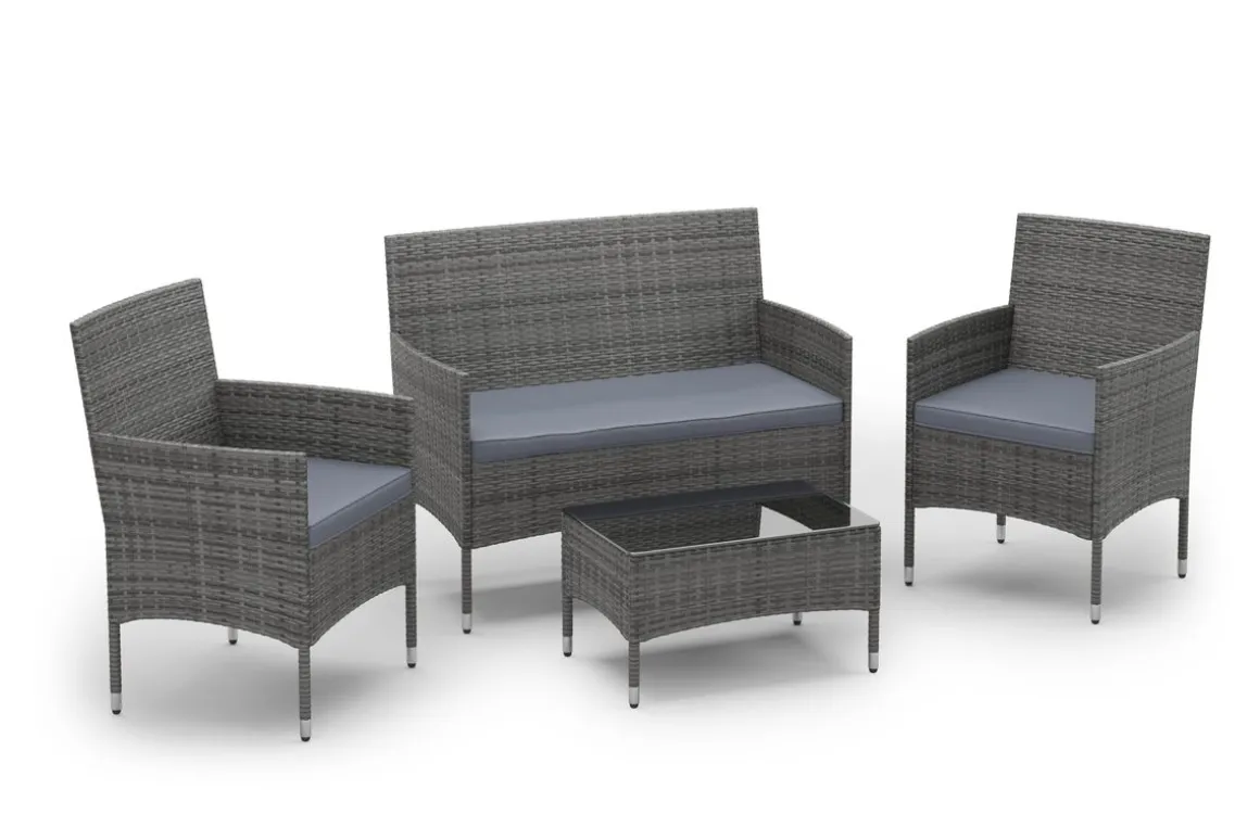 Gartenset Rattan MALIA grau/anthrazit