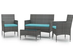 Gartenset Rattan MALIA grau/türkis