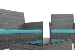 Gartenset Rattan MALIA grau/türkis