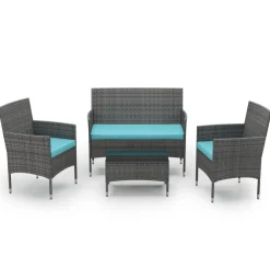 Gartenset Rattan MALIA grau/türkis