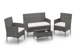 Gartenset Rattan MALIA grau/weiss