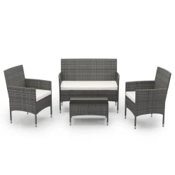Gartenset Rattan MALIA grau/weiss
