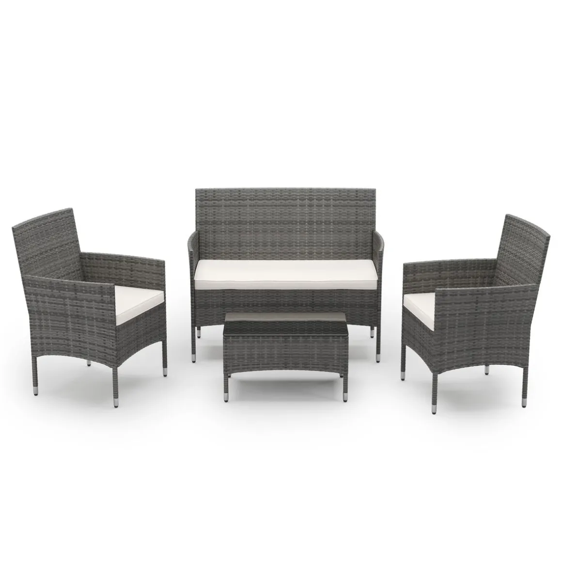 Gartenset Rattan MALIA grau/weiss