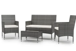 Gartenset Rattan MALIA grau/weiss