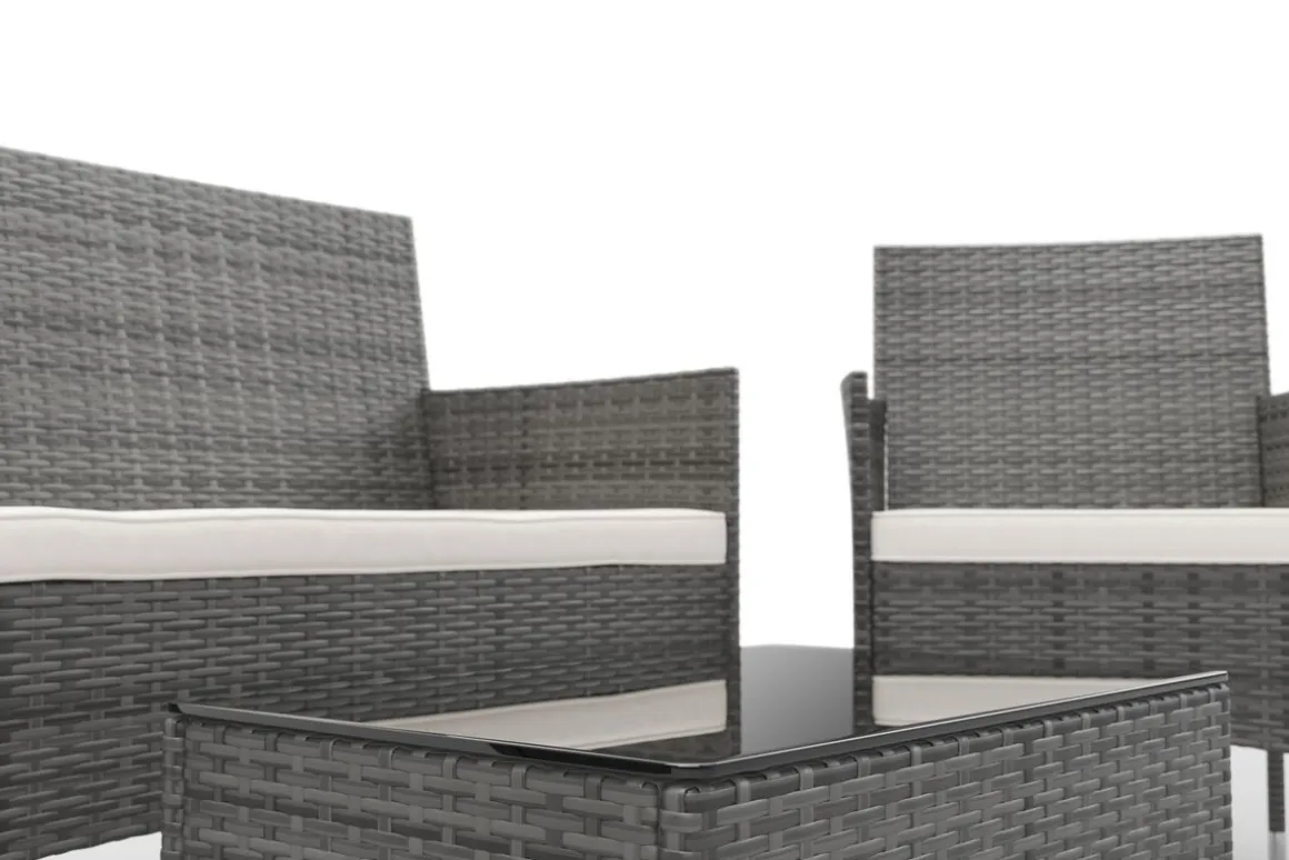 Gartenset Rattan MALIA grau/weiss