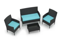 Gartenset Rattan MALIA schwarz/türkis
