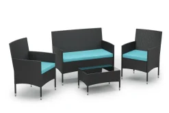 Gartenset Rattan MALIA schwarz/türkis