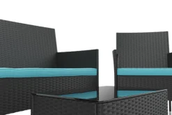 Gartenset Rattan MALIA schwarz/türkis