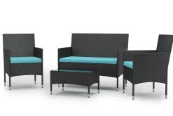 Gartenset Rattan MALIA schwarz/türkis