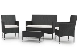 Gartenset Rattan MALIA schwarz/weiss