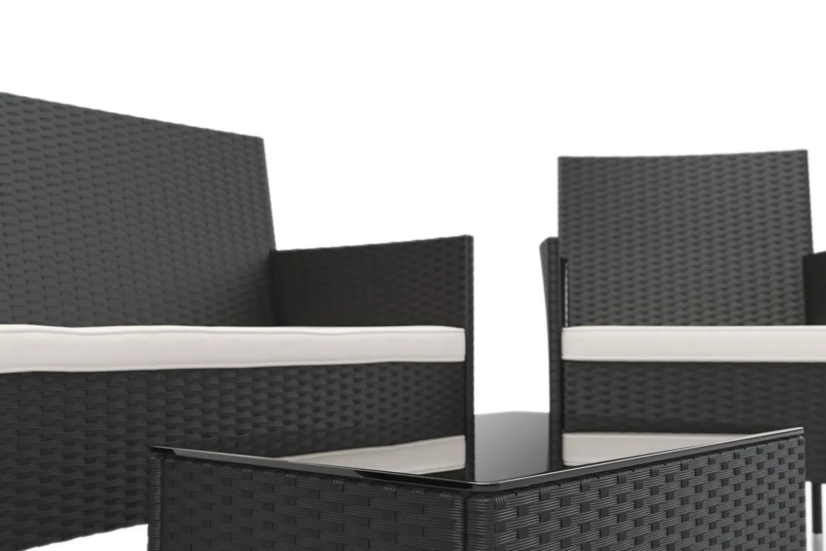 Gartenset Rattan MALIA schwarz/weiss