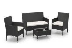 Gartenset Rattan MALIA schwarz/weiss