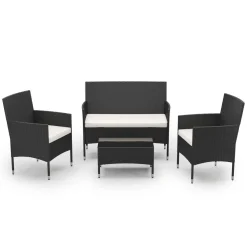 Gartenset Rattan MALIA schwarz/weiss