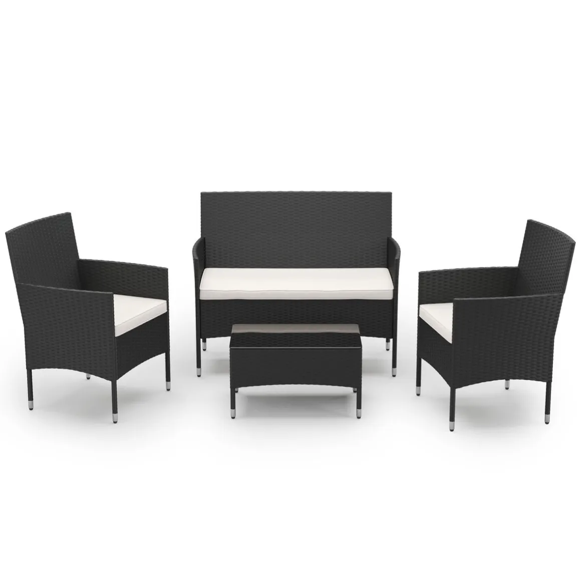 Gartenset Rattan MALIA schwarz/weiss