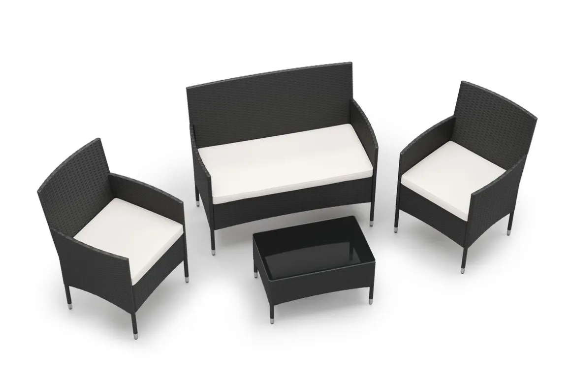 Gartenset Rattan MALIA schwarz/weiss