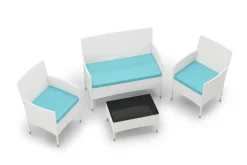 Gartenset Rattan MALIA weiss/türkis