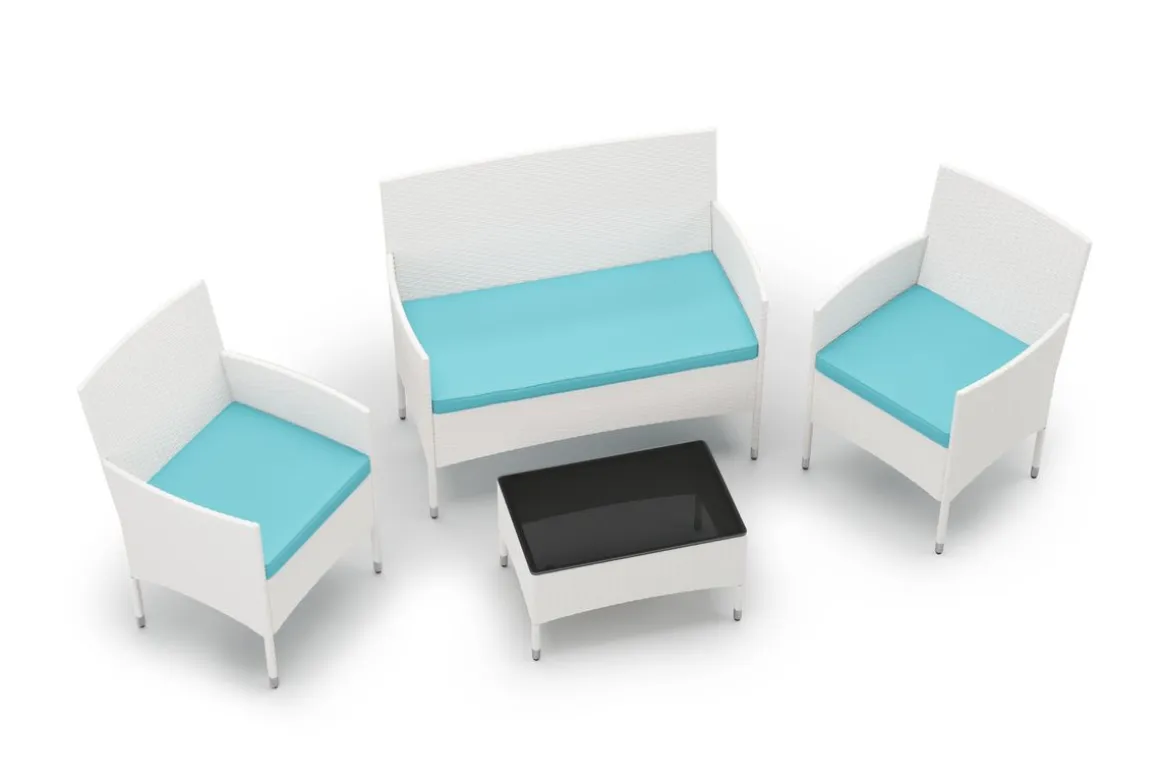 Gartenset Rattan MALIA weiss/türkis
