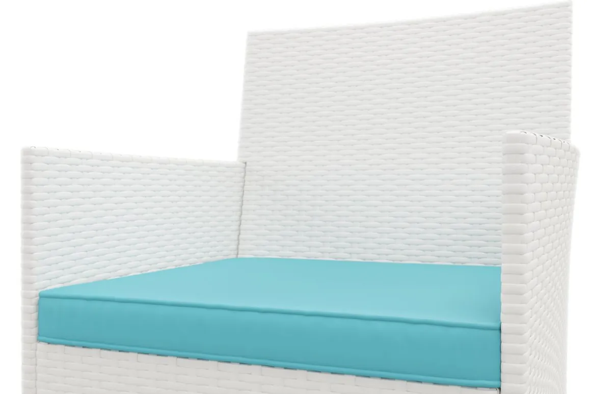 Gartenset Rattan MALIA weiss/türkis