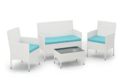 Gartenset Rattan MALIA weiss/türkis