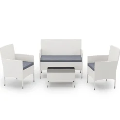 Gartenset Rattan MALIA weiss/grau