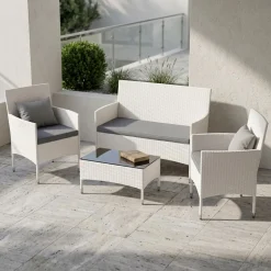 Gartenset Rattan MALIA weiss/grau