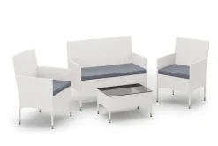 Gartenset Rattan MALIA weiss/grau