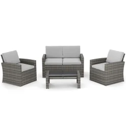 Gartenset Rattan MILENA grau