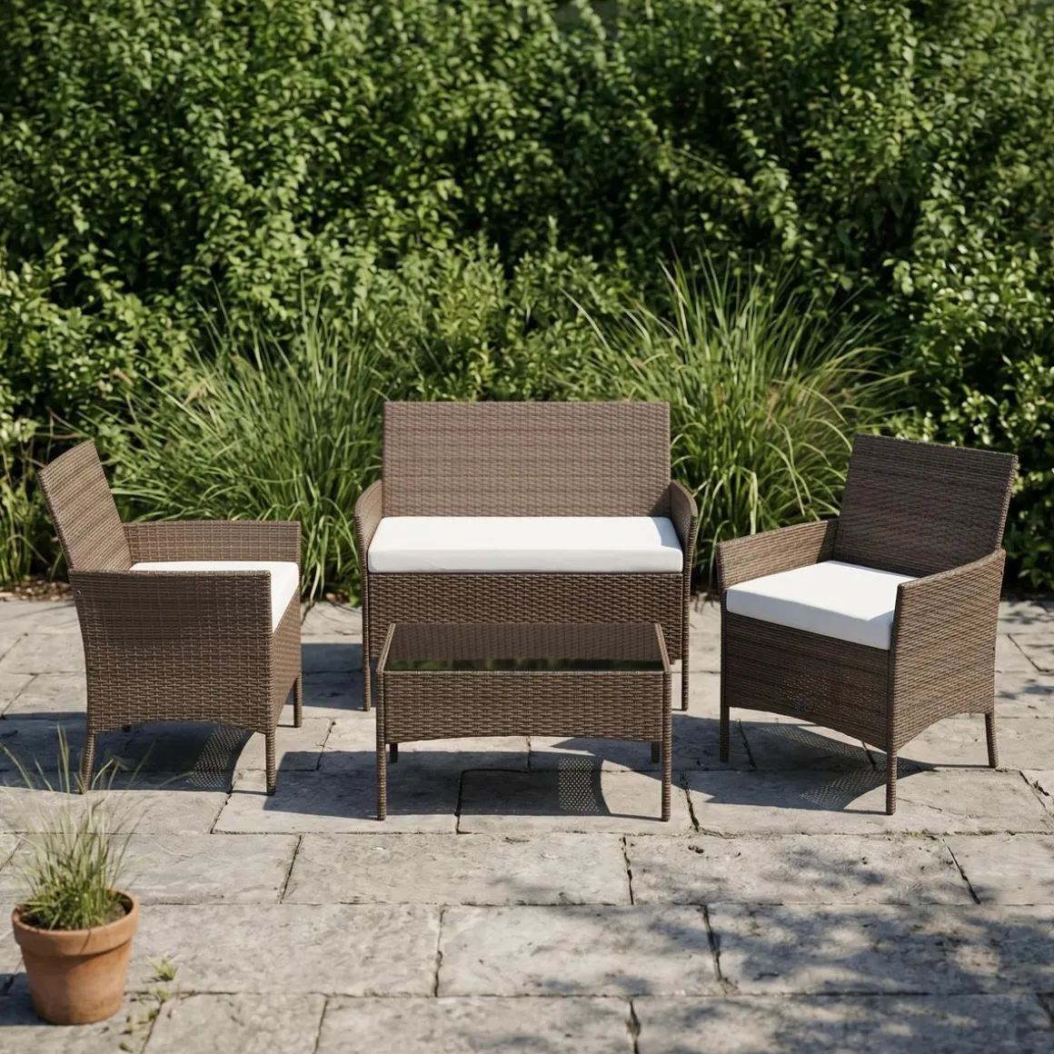Gartenset Rattan MOLDE braun/beige