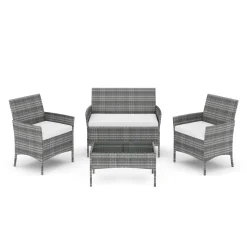 Gartenset Rattan MOLDE grau/beige