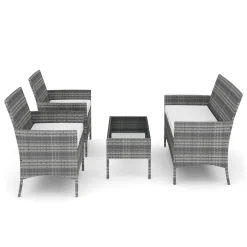 Gartenset Rattan MOLDE grau/beige